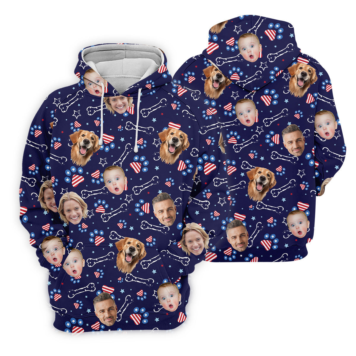 USA Custom Shirts With Faces, Men's Golf Polo ShirtMen's 4th Of July Shirts, USA Golf Shirt