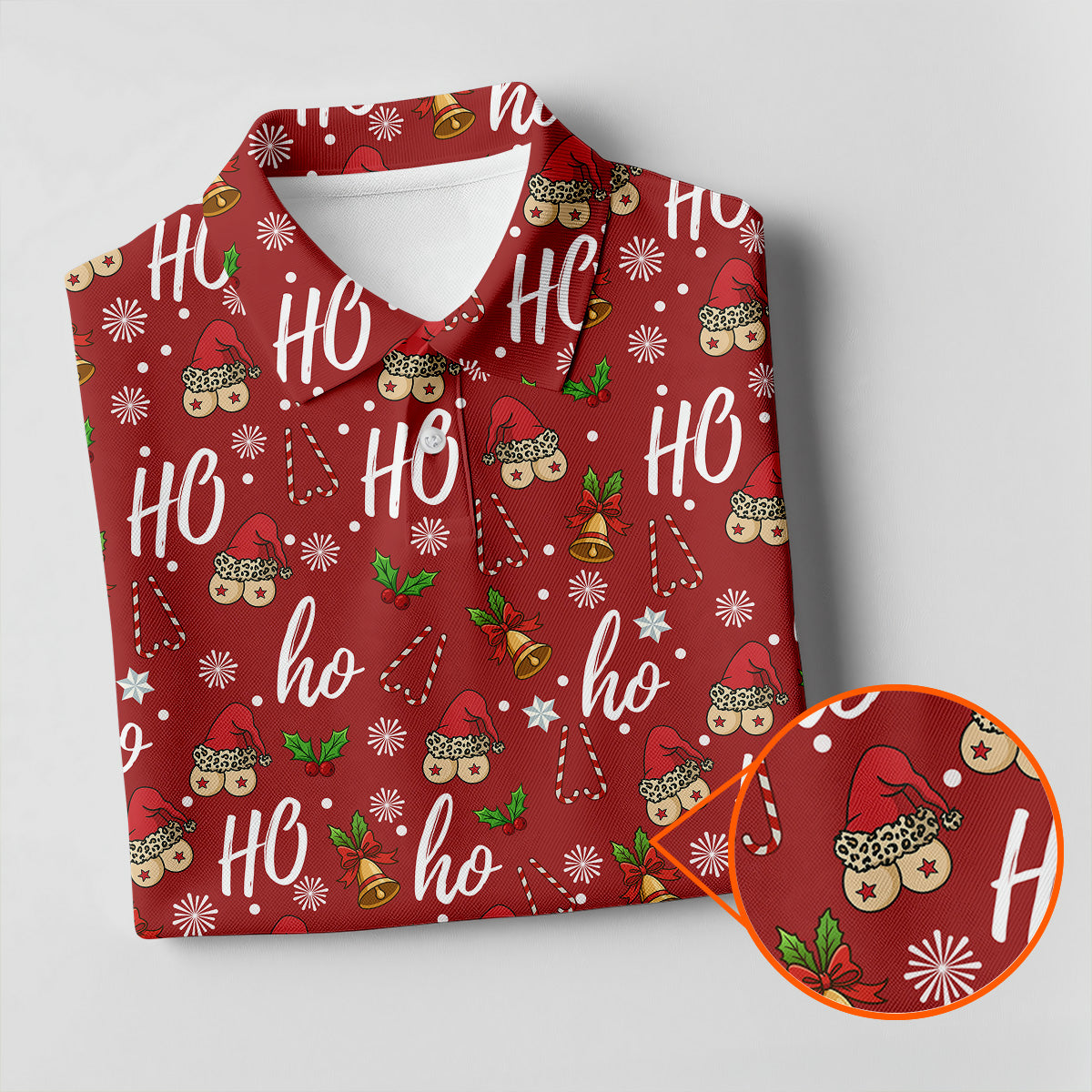 Funny Ho Ho Ho Naughty Tits Christmas Golf Shirt, Golf Christmas Gifts, Ladies Golf Shirts