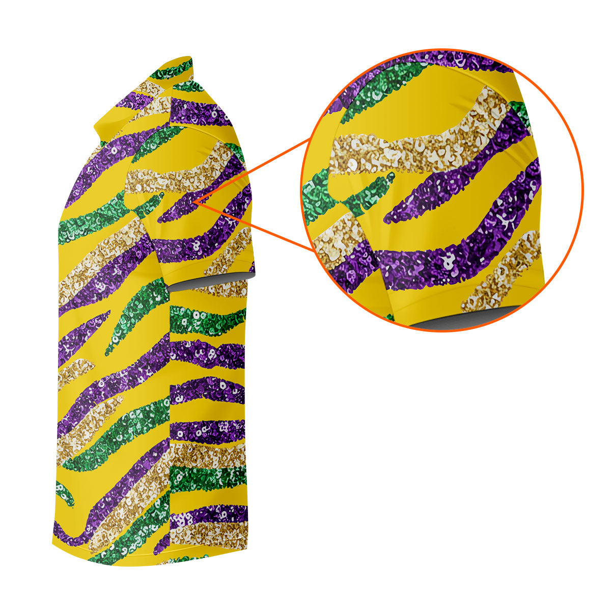Purple Green Gold Sequin Pattern Yellow Golf Shirt, Mardi Gras Golf Shirt, Polo ShirtFor Men
