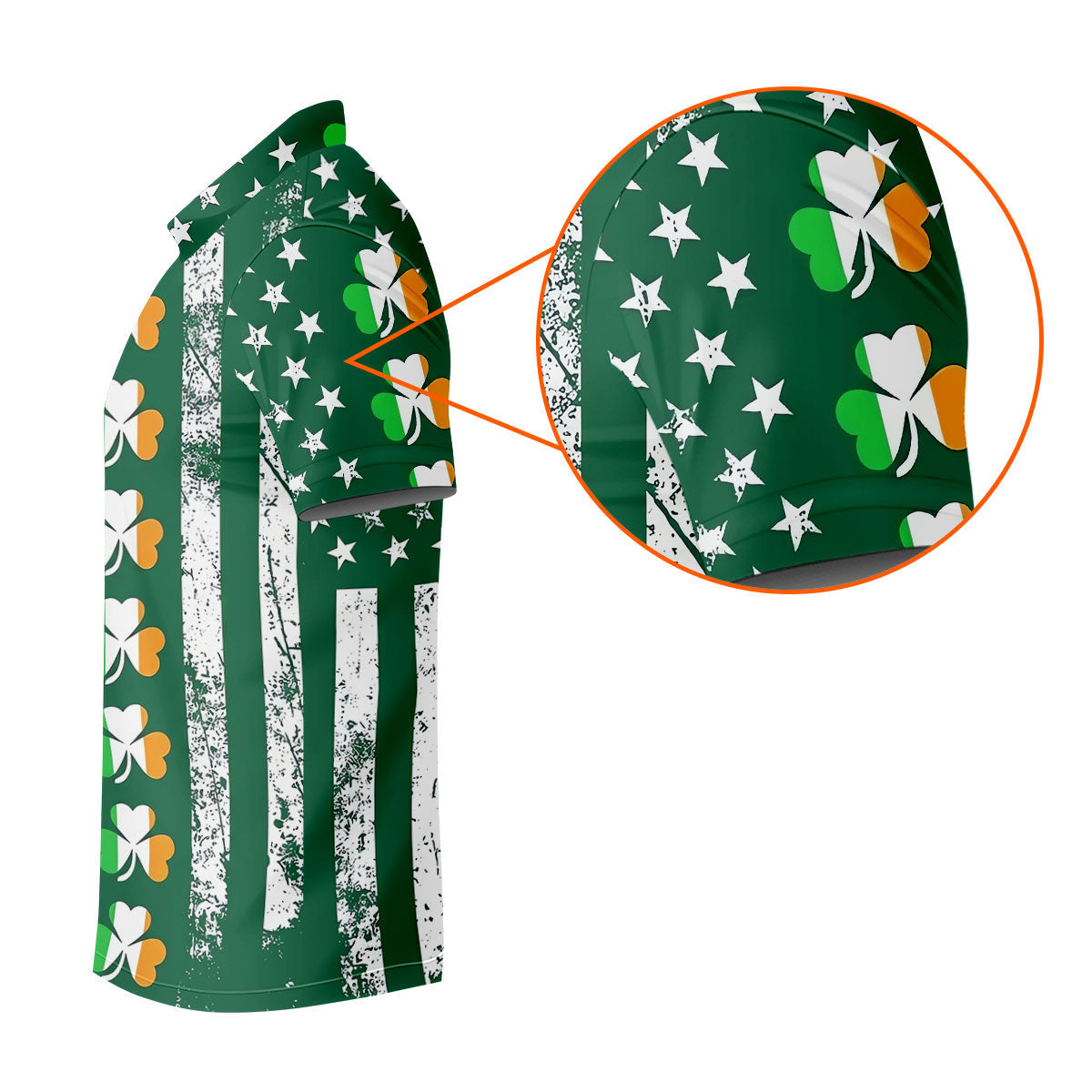 Irish Shamrock Vertical Stripes St Patrick's Day Golf Shirt, Women's Golf Shirts, Ladies Golf Polos