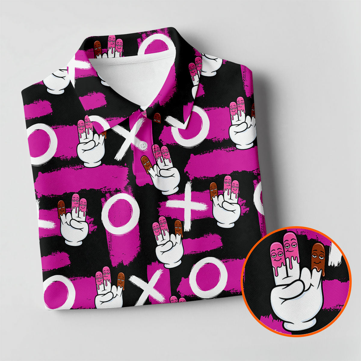 Chocolate Fingers Adult Humor XOXO Black Purple Fun Golf Shirts For Men, Valentines Golf Gift, Polo ShirtFor Men