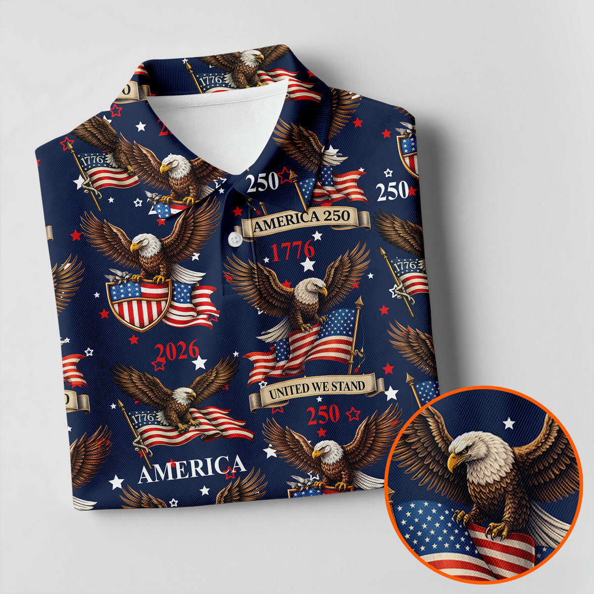 America 250 American Flag Badge 4th Of July Navy Golf Shirt, Patriotic Golf Shirt, Golf Shirts For Men