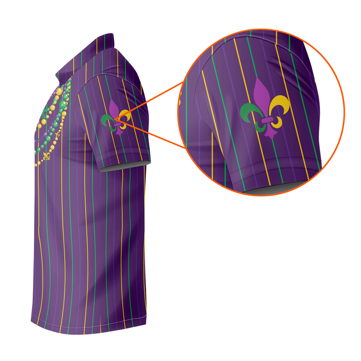 Mardi Gras Beads Necklaces Print Purple Golf Shirt, Women's Golf Shirts, Ladies Golf Polos, Golf Shirt For Women