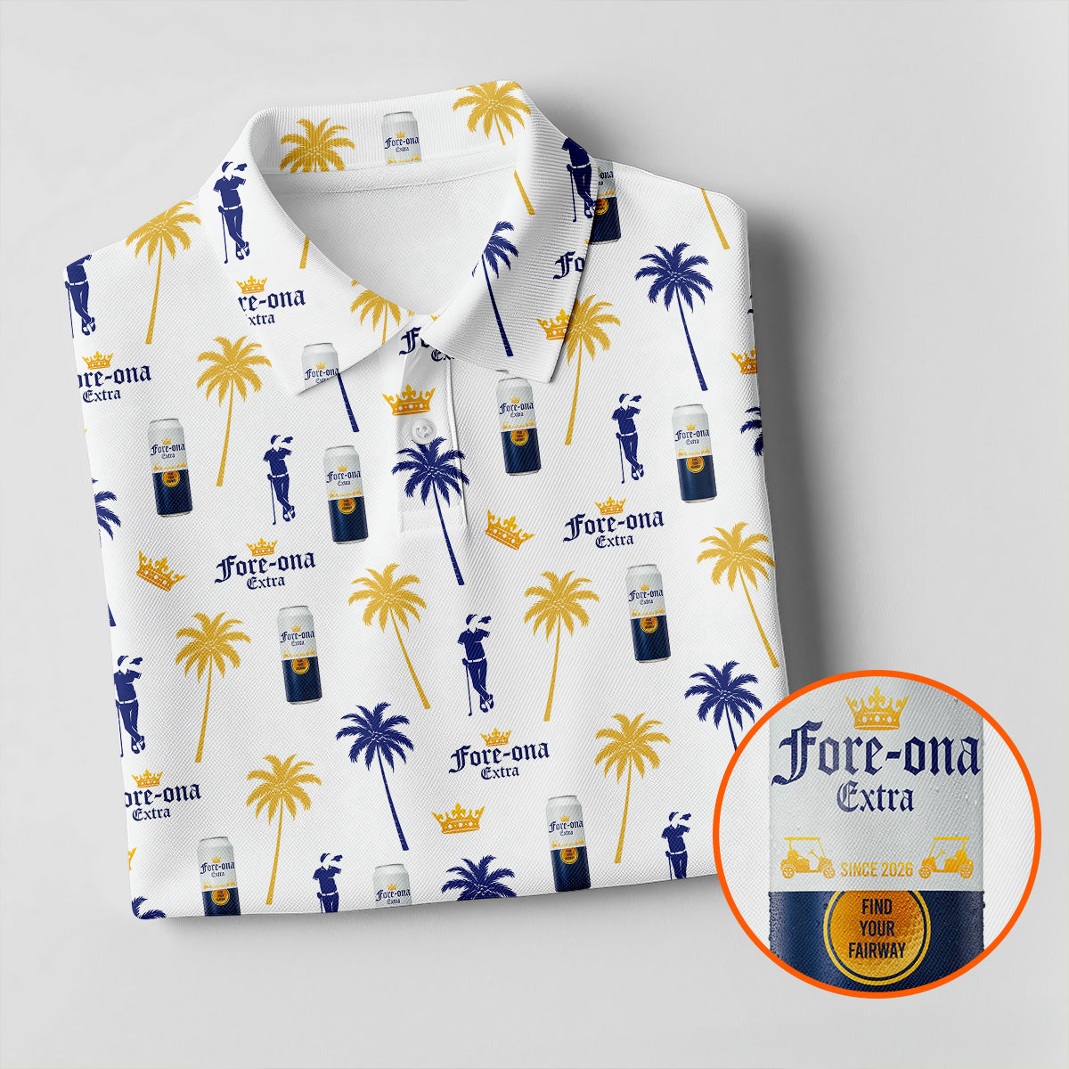 Fore-ona Extra Find Your Fairway Golfer Drinking Men's Funny Golf Shirts, Golf Shirts For Men