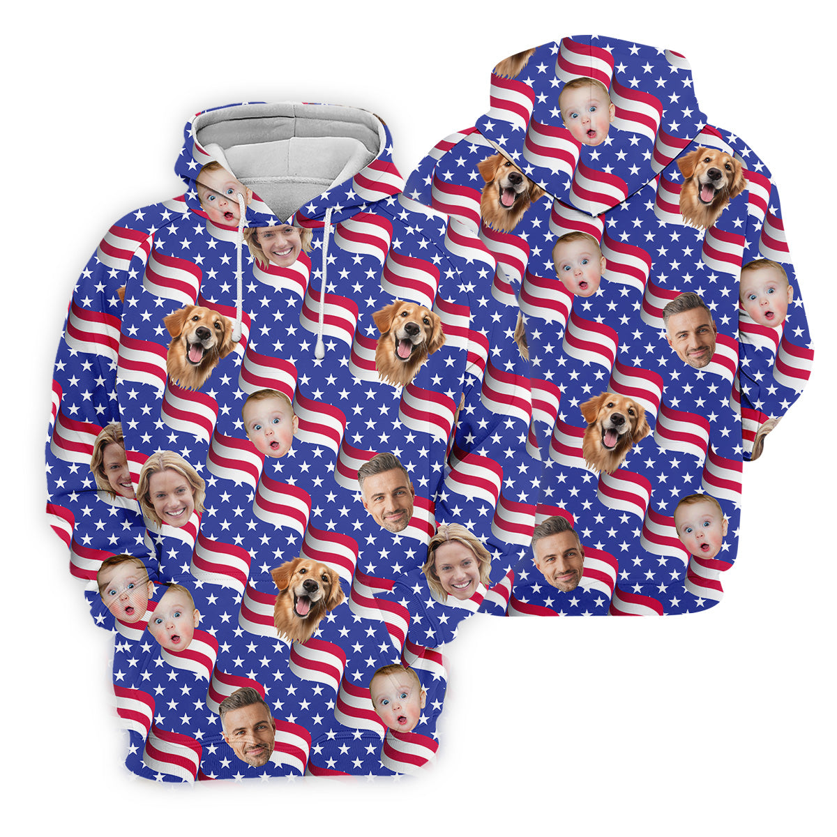 Funny 4th Of July Personalized Face Shirts, Men's Golf Polo ShirtPatriotic Golf Polo ShirtDad Golf Gift