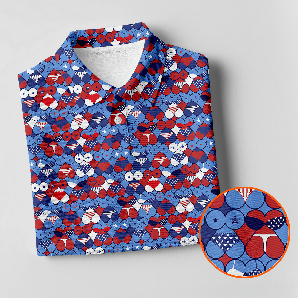 Red Blue White Naughty Fun Patriotic Golf Shirt, 250th Anniversary Fun Women's Golf Shirts, Ladies Golf Polos