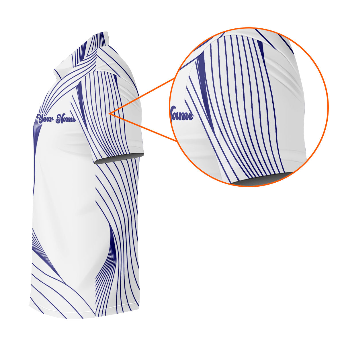 Geometric Line Wavy Line Purple And White Custom Name Golf Shirts For Men, Men's Golf Shirt, Polo ShirtFor Men