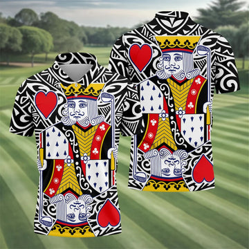King Of Hearts Playing Card Golf Shirt, Men's Golf Shirt, Hawaiian Golf Shirt, Polo Shirts For Men