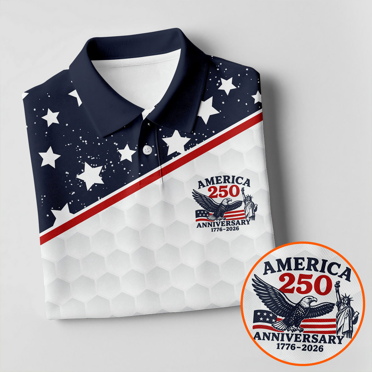 America 250 Anniversary Golf Ball Pattern Retro Golf Shirt, Patriotic 4th Of July Golf Shirt For Women