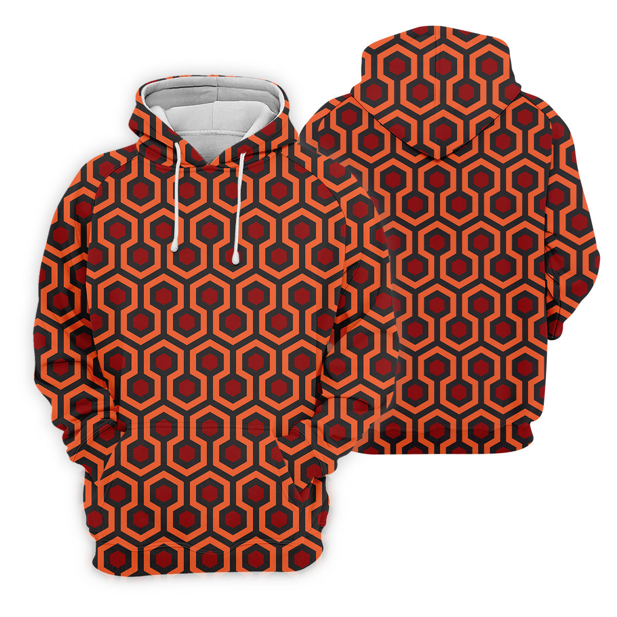 Spooky Hotel Carpet Horror Pattern Mens Golf Polo Shirt Pattern Golf Shirt, Halloween Golf Shirts, Golf Shirts For Men