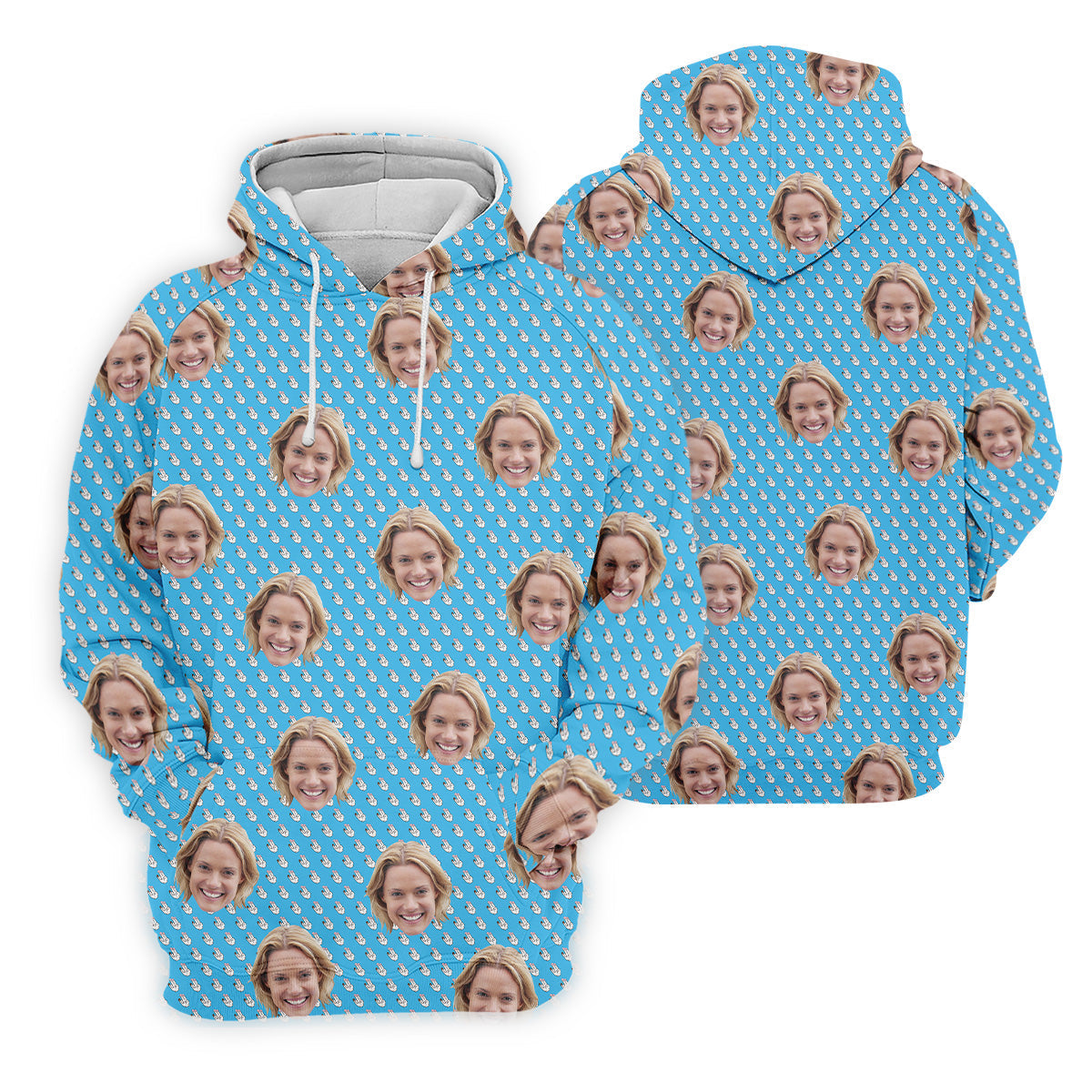 Funny Hands Blue Golf Polo ShirtCustom Face Golf Shirt, Fun Womens Golf Shirts, Ladies Golf Shirt
