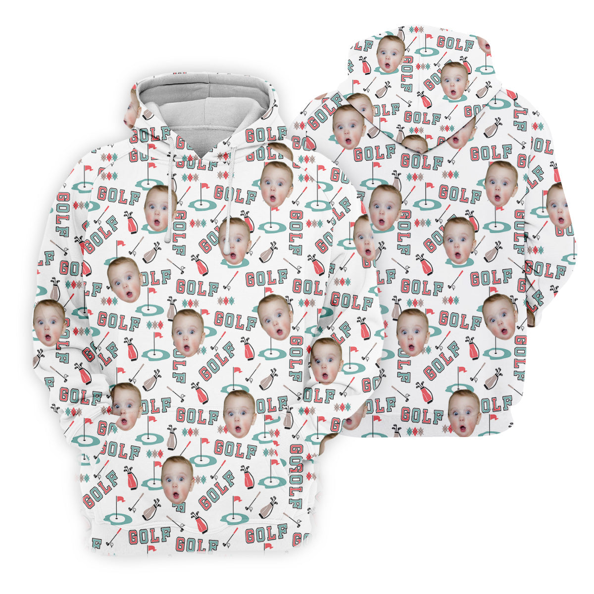 Custom Kid Face Photo, Funny Polo Golf Shirt, Gifts For The Golfing Dad, Christmas Golf Gift