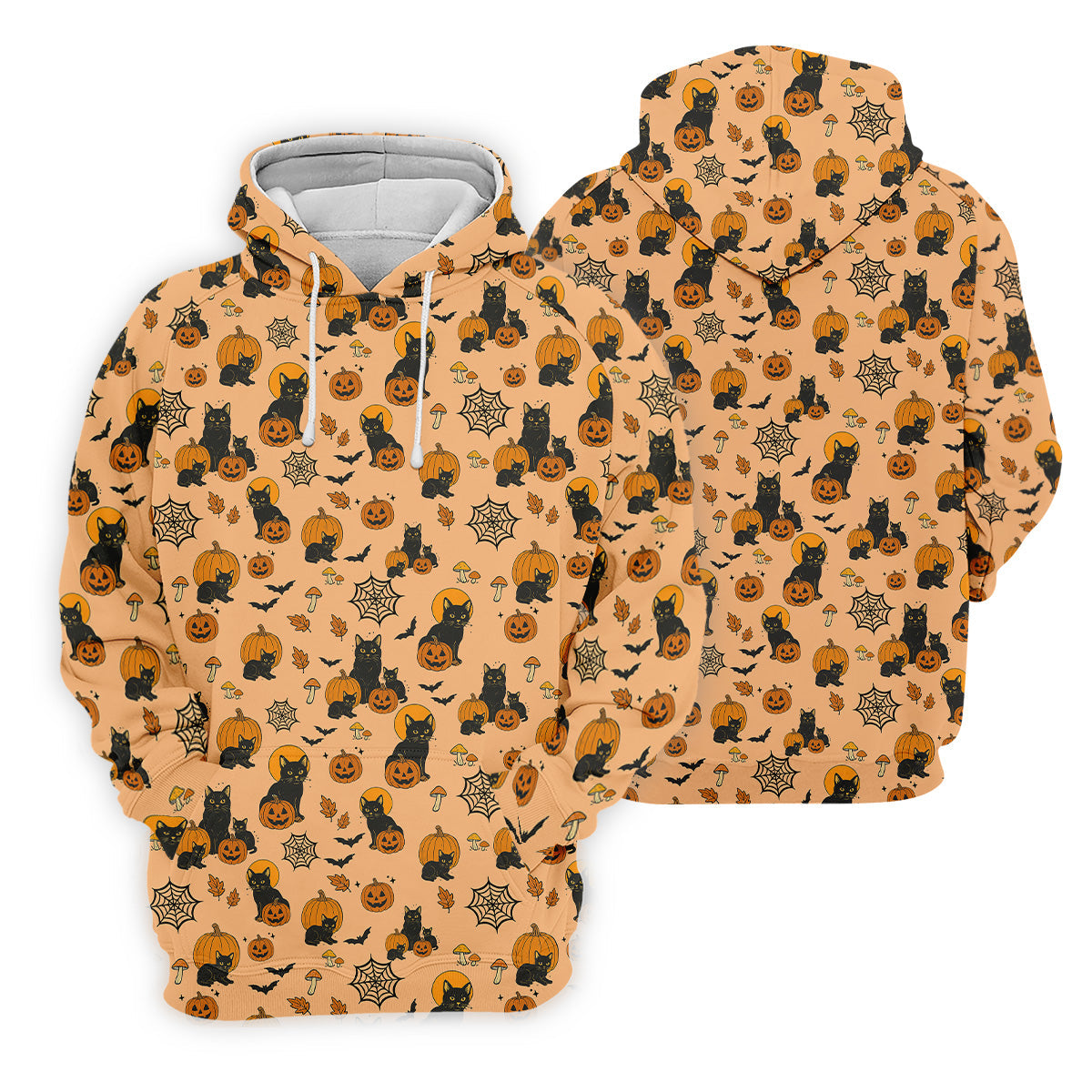Black Cat Pumpkin Halloween Golf Shirt, Orange Golf Shirt, Mens Golf Polo Shirt Golfing Apparel