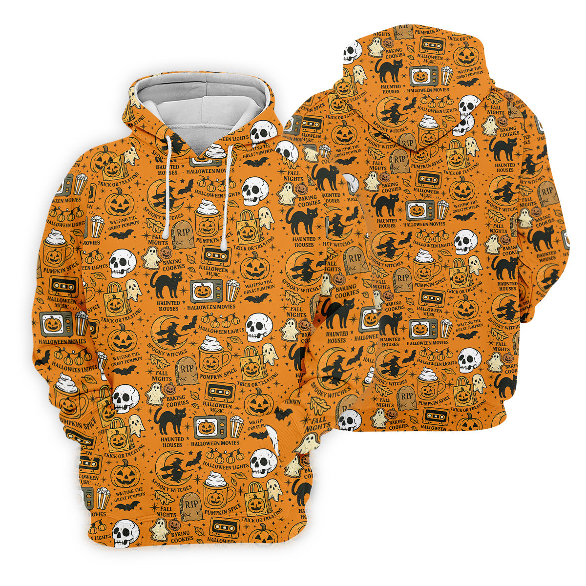 Orange Halloween Cat Golf Polo Shirtloween Theme Shirts, Ladies Golf Shirts, Golfing Apparel