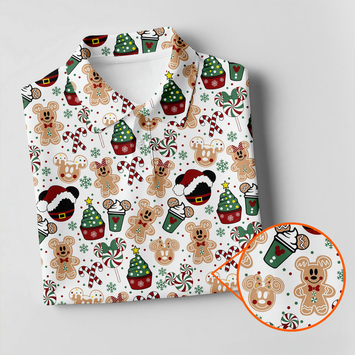Christmas Sweets Pattern Golf Tops For Men, Cartoon Print Polo Shirt Men, Christmas Golf Shirt, Golfing Apparel