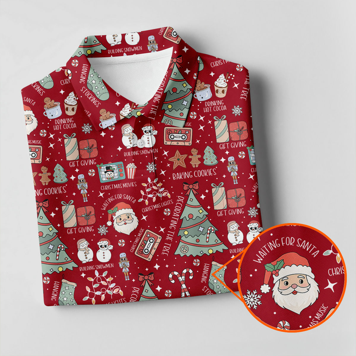 Tis The Season Santa Claus Gift Red Men's Golf Polo Shirttmas Golf Shirt, Polo Shirt Men