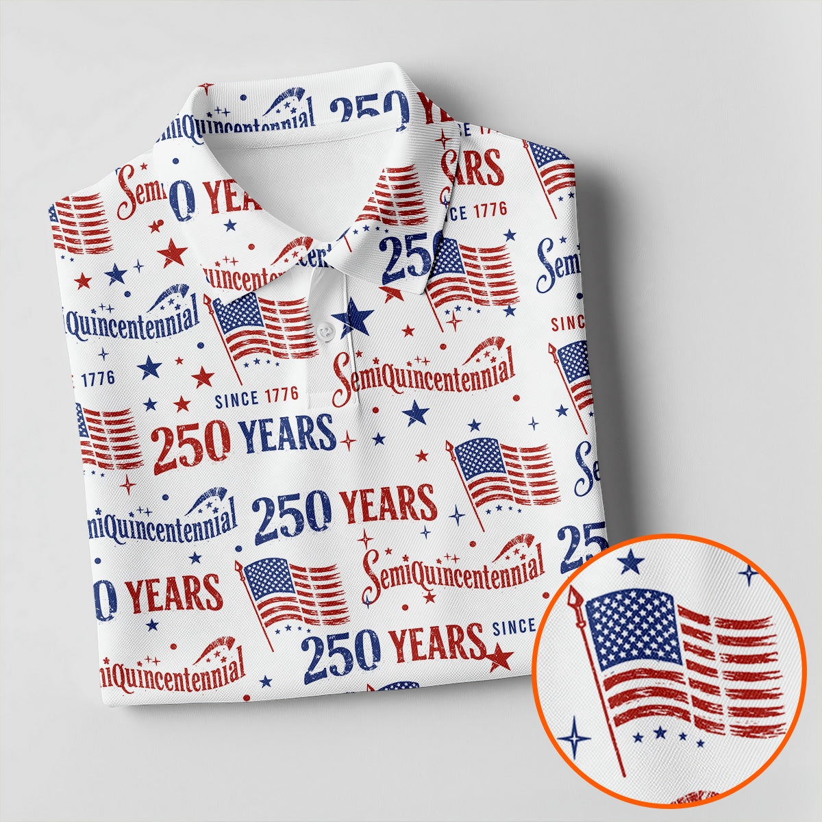 Semiquincentennial 250 Years Distressed American Flag Golf Shirt, Patriotic 4th Of July Golf Shirts For Men