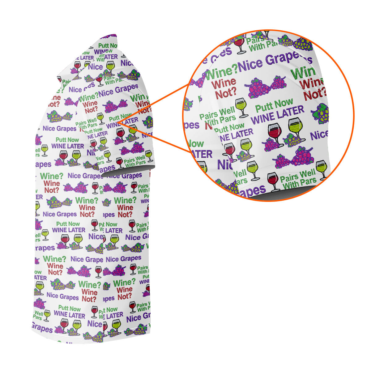 Wine Lover Golf Top, Grape Humor Print, Golf Shirts For Women