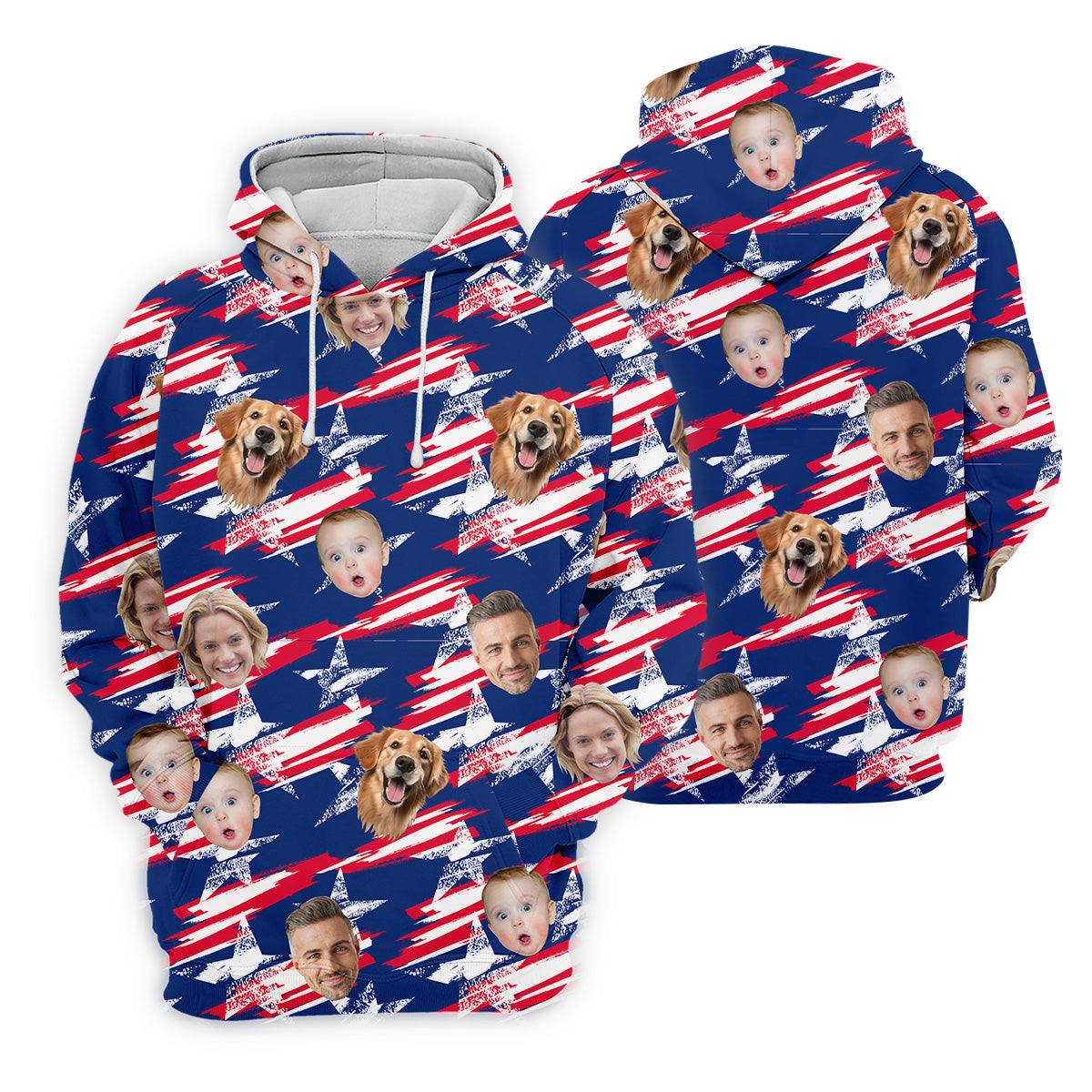 Independence Day Custom Shirts With Face, Men's Golf Polo Shirtmerica Flag Golf Shirt, USA Golf Shirt
