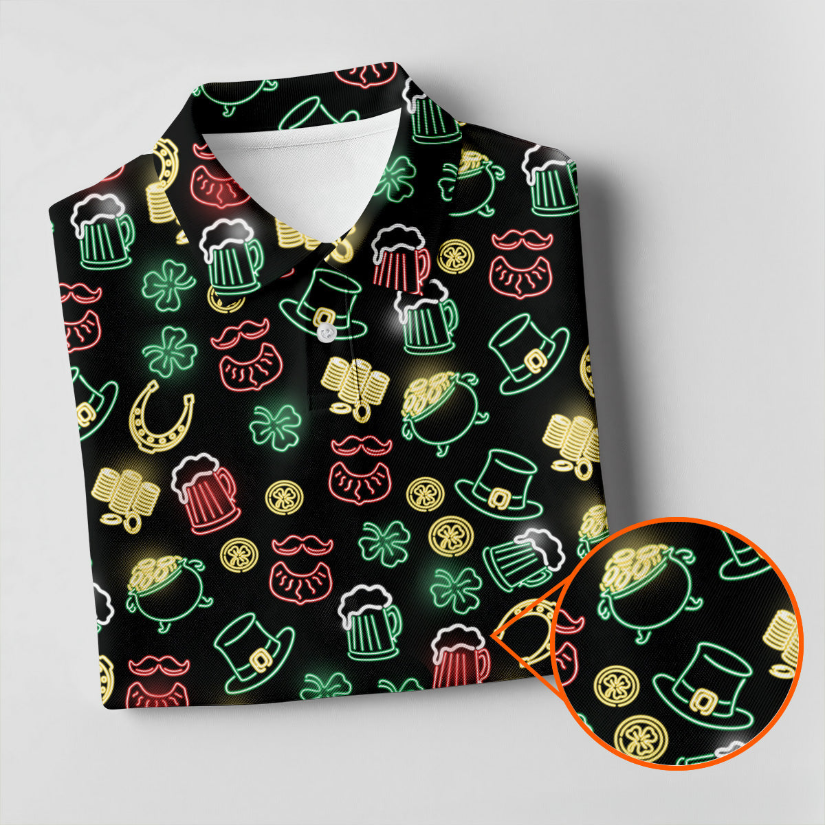 Leprechaun Hats Gold Coins Pot St Patrick's Day Shamrock Golf Shirt, Polo ShirtFor Men, Golf Shirts For Men