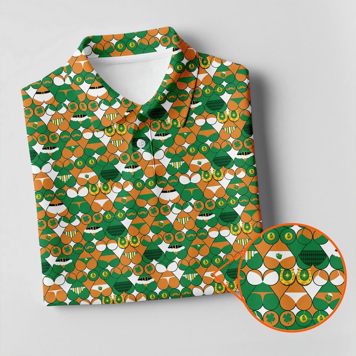 Naughty Fun Adult Humor St Patrick's Day Golf Shirt, Green Orange White Polo ShirtFor Men