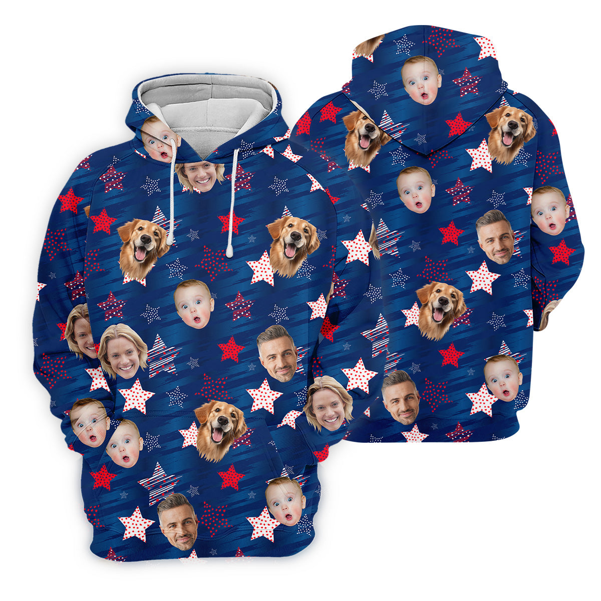 American Flag Custom Shirts With Face, Men's Golf Polo ShirtPatriotic Golf Shirt, USA Golf Shirt