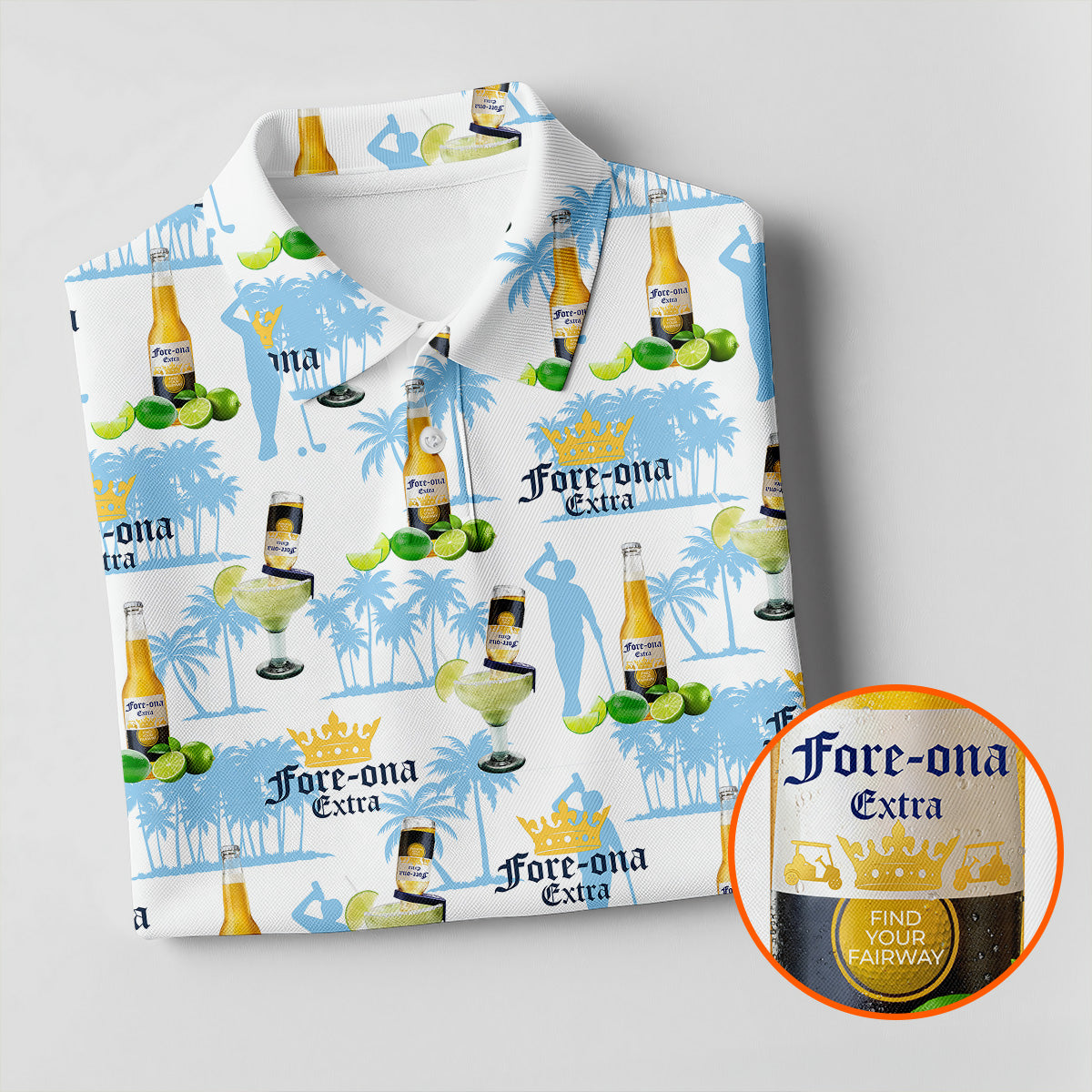 Fore-ona Extra Find Your Fairway Golfer Beer Men's Funny Golf Shirts, Golf Shirts For Men