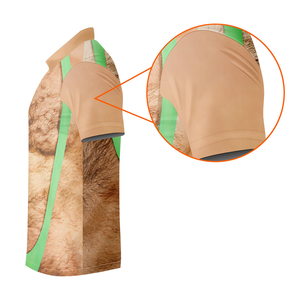 Funny Hairy Chest Illusion Golf Polo Shirt, Women's Golf Tops, Printed Golf Shirt