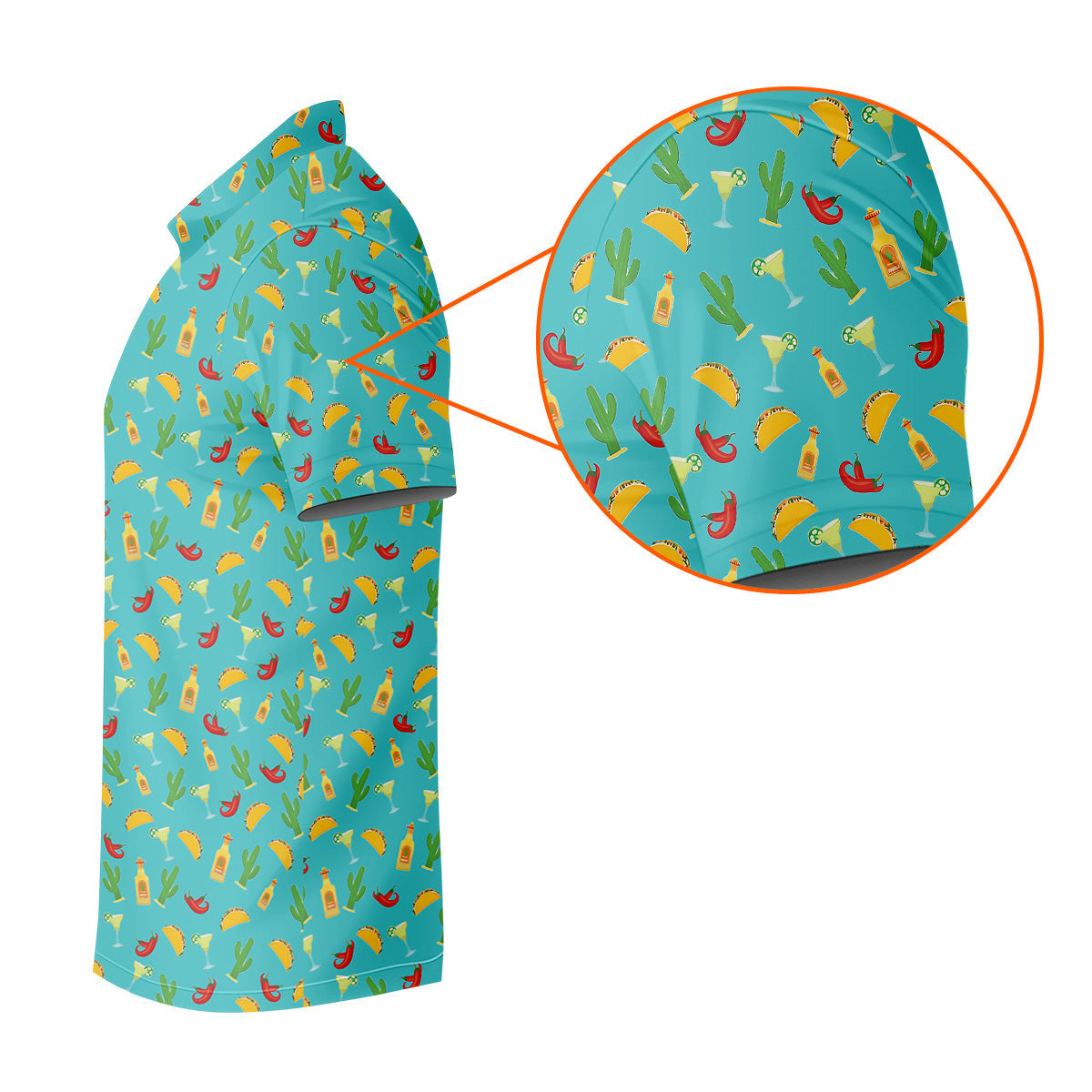 Tropical Vibe Hawaiian Pattern Turquoise Golf Shirt, Golf Tops For Men, Golf Gift For Men