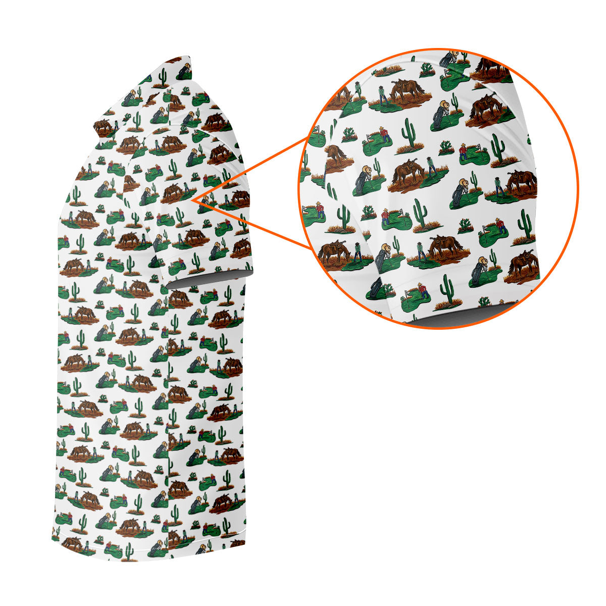 Western Golf Course Pattern Polo Shirt, Printed Golf Shirts, Golf Polo Shirts For Men
