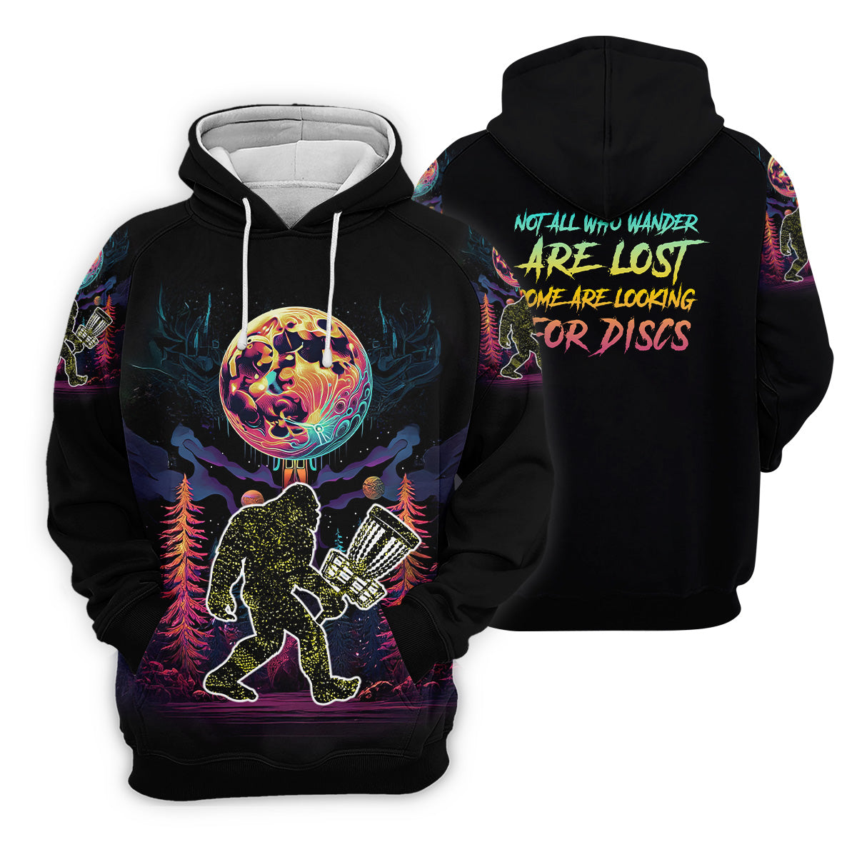 Not All Who Wander Are Lost Bigfoot Discs Golf Men's Golf Polo ShirtMens Golf Gift, Funny Golf Shirt