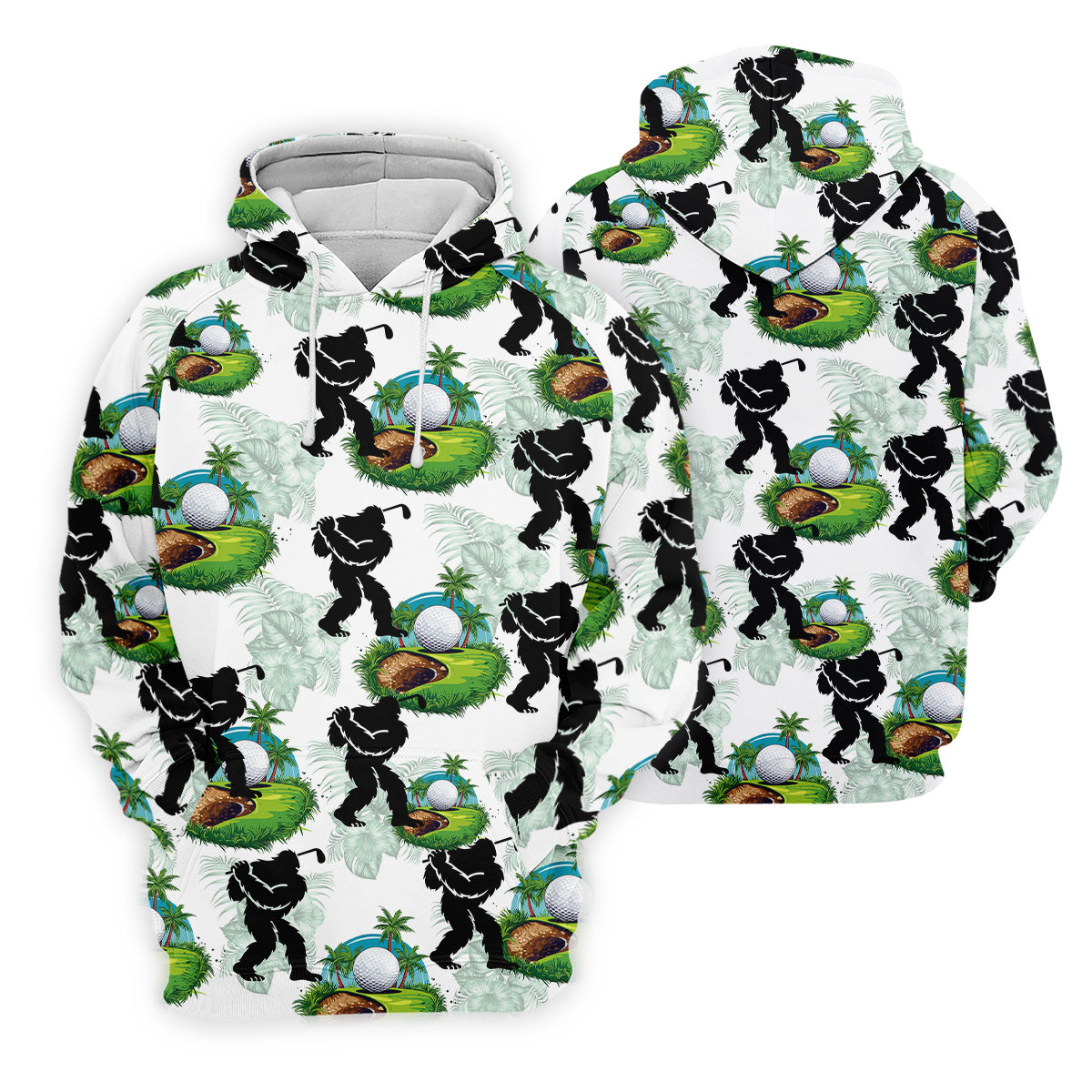 Tropical Golf Cart Bigfoot Golf Shirt, Funny Bigfoot Women Golf Top, Ladies Golf Shirts, Cool Golf Gifts