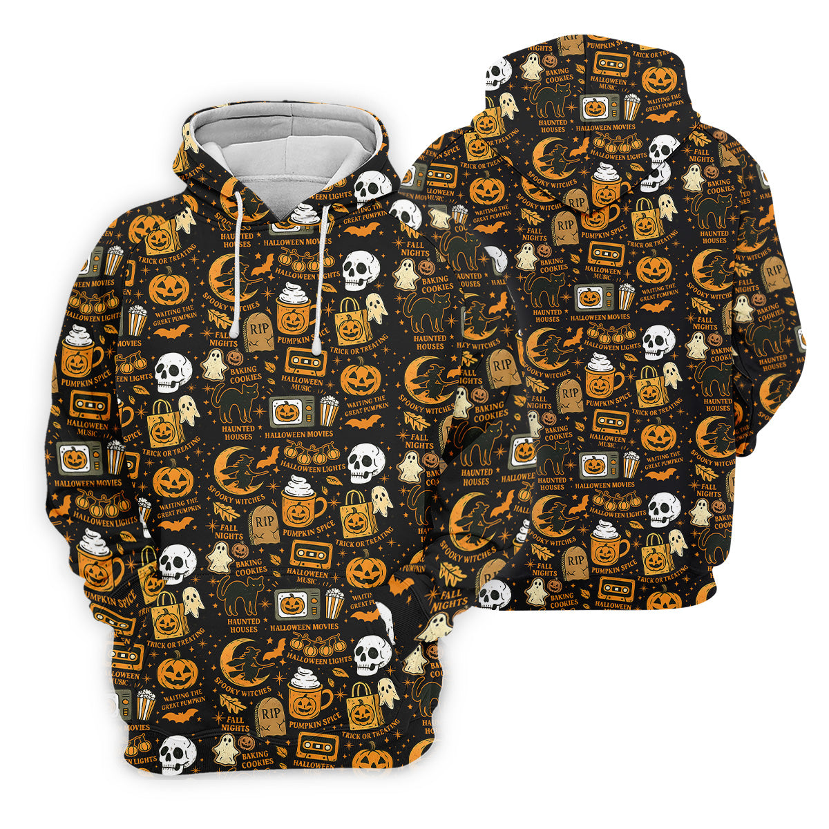 Vintage Halloween Cat Golf Polo Shirt Halloween Theme Shirts, Ghost Pumpkin Mens Golf Polo Shirt Golfing Apparel