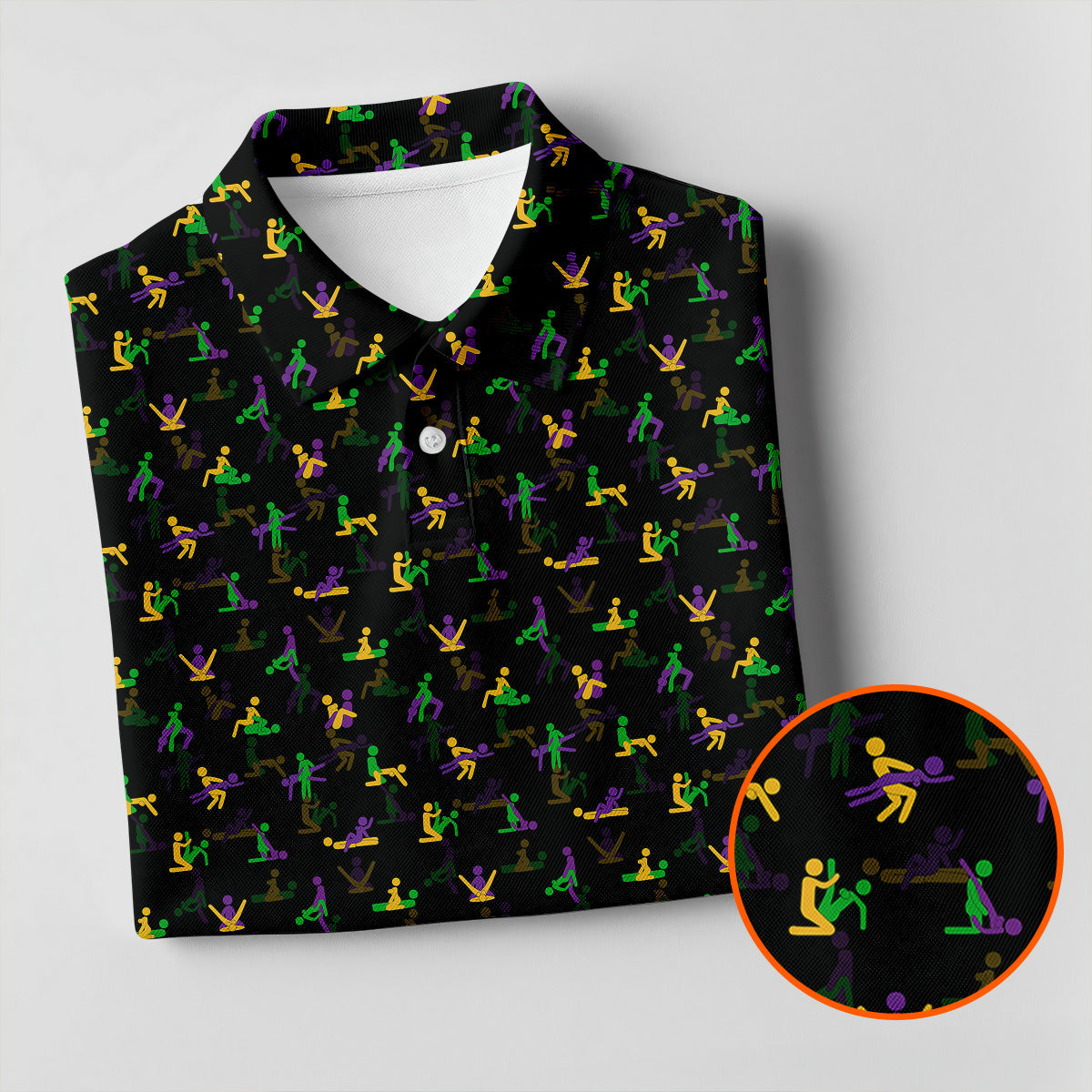 Naughty Position Stick Figure Couple Mardi Gras Black Golf Shirt, Polo ShirtFor Men, Golf Shirts For Men