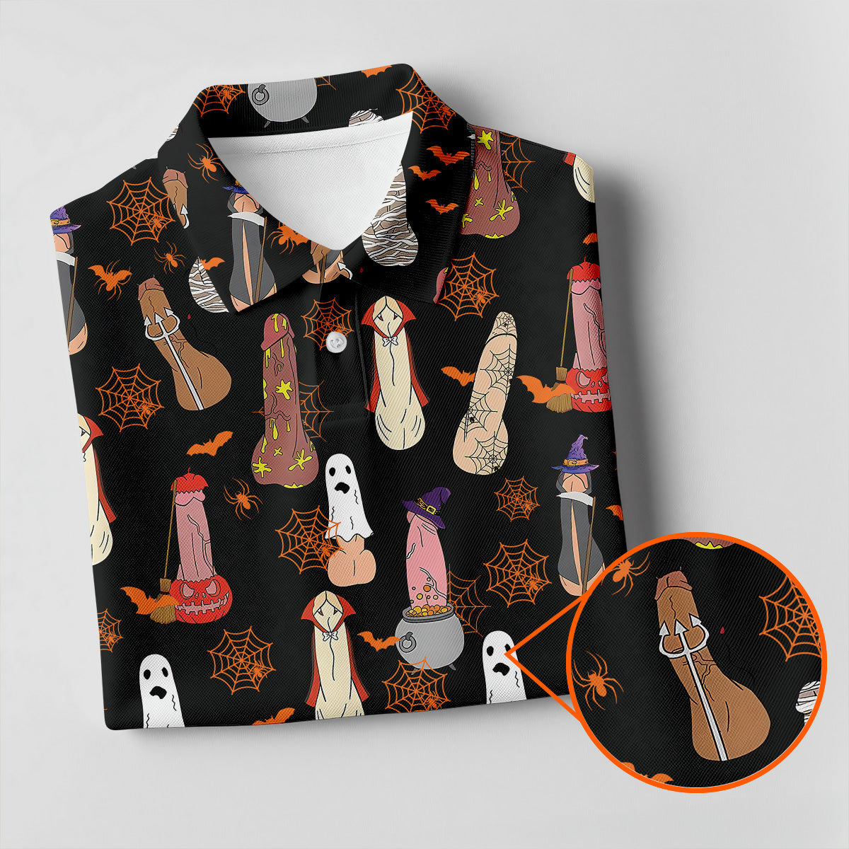 Funny Dirty Black Halloween Golf Shirt, Men's Funny Golf Shirts, Halloween Gift Idea, Golfing Apparel