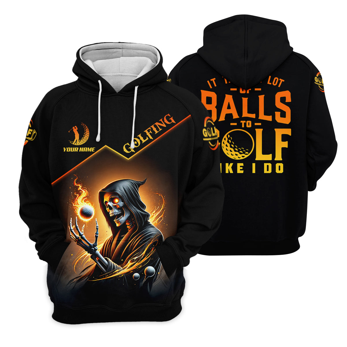It Takes A Lot Of Golf Balls To Golf Like I Do Golden Fire Custom Men's Golf Polo ShirtDad Golf Gifts