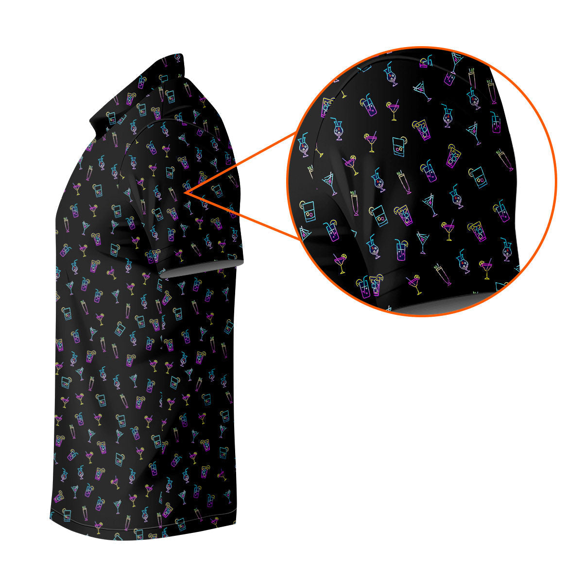 Neon Cocktail Retro Golf Shirt, Golf Tops For Men, Polo ShirtFor Men, Golf Shirts For Men
