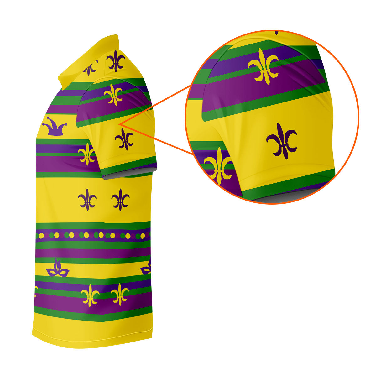 Mardi Gras Fleur De Lis Purple Green Gold Horizontal Stripes Women's Golf Shirts, Ladies Golf Polos