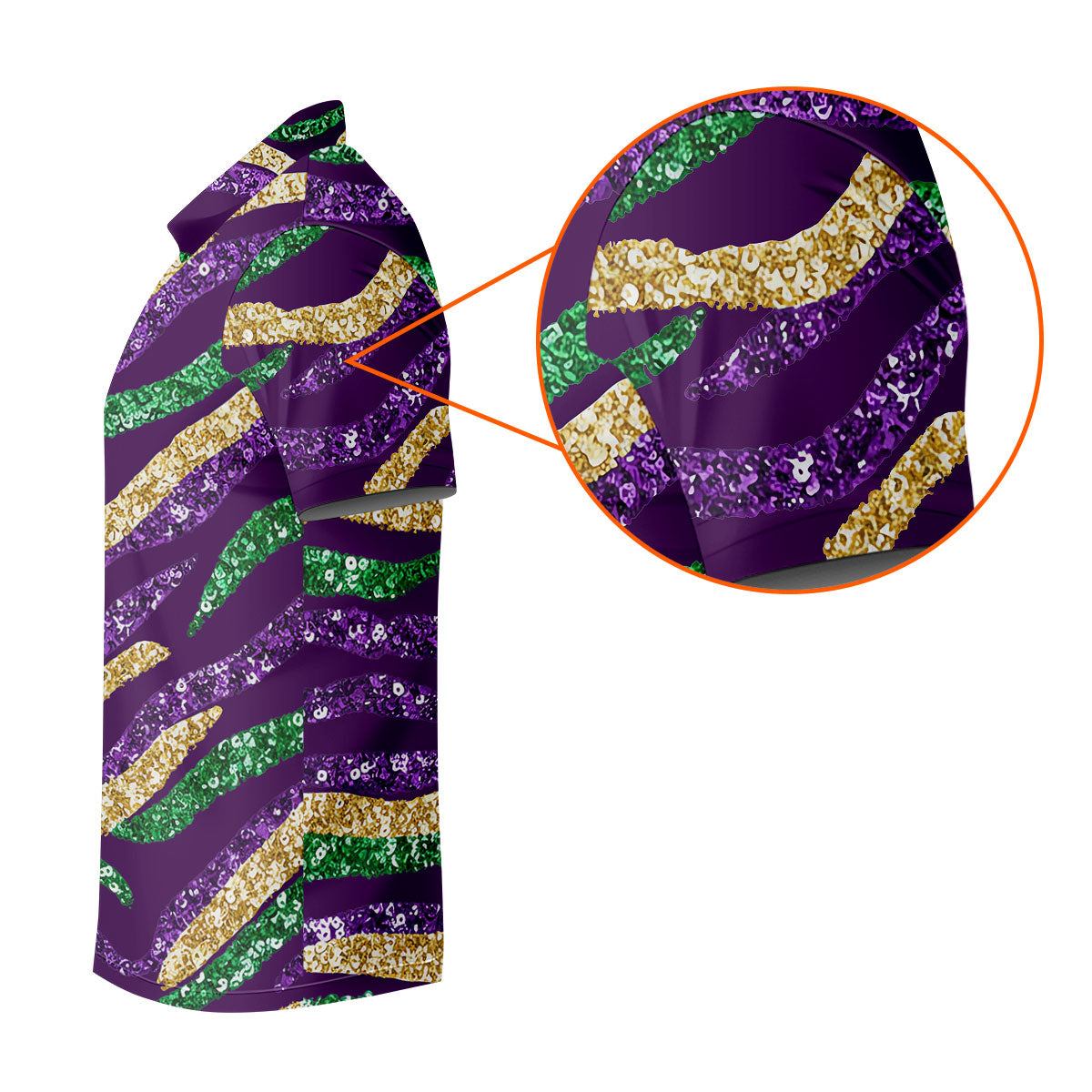 Purple Green Gold Sequin Pattern Purple Golf Shirt, Mardi Gras Golf Shirt, Polo ShirtFor Men