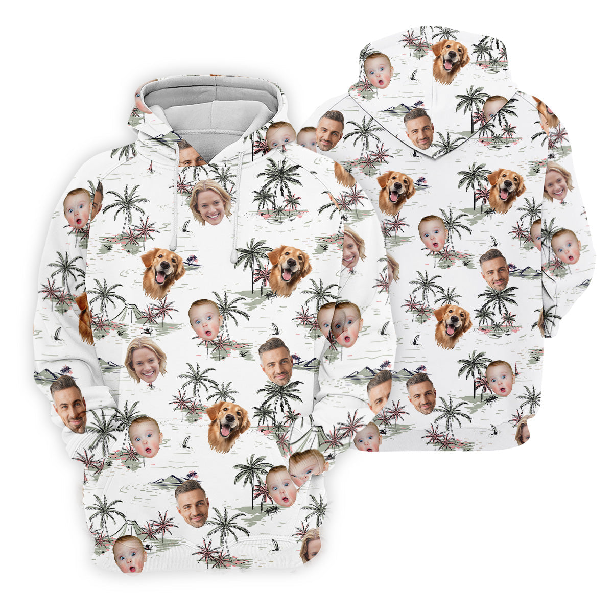 Ladies Palm Tree Shirt, White Hawaiian Shirt, Custom Face Shirt, Womens Sleeveless Polo, Ladies Golf Shirts