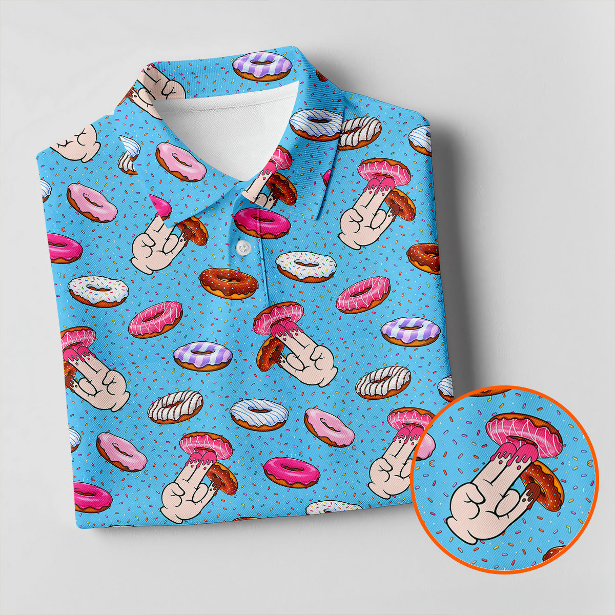 Finger Donuts Adult Humor Blue Golf Shirt, Fun Women's Golf Shirts, Women's Golf Tops, Golf Gift For Ladies