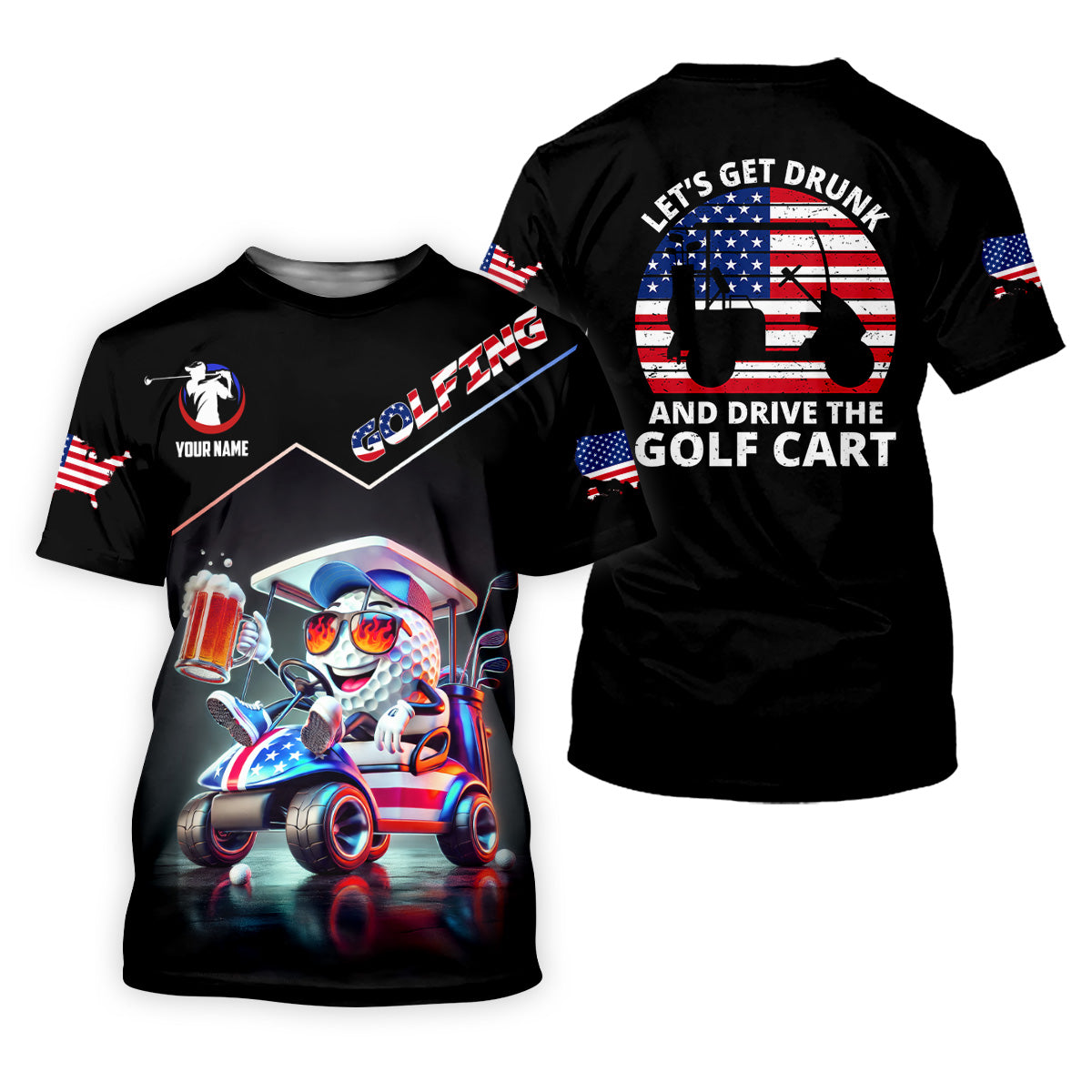 Let's Get Drunk And Drive The Golf Cart Custom Men's Golf Polo Shirtunny Golf Shirt, Dad Golf Gift
