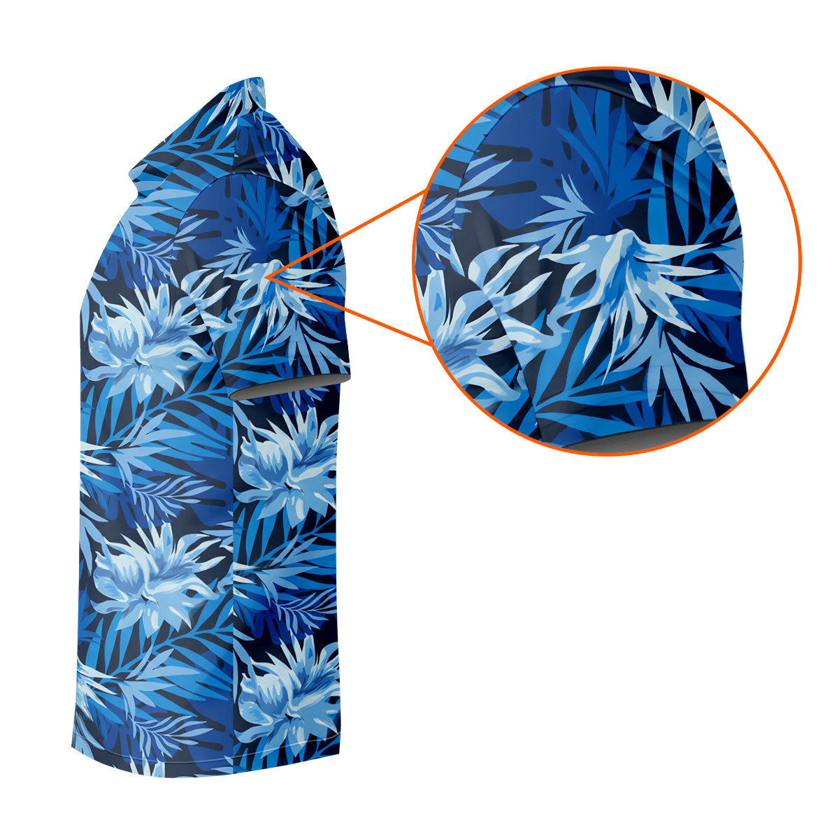 Blue Tropical Hibiscus Floral Golf Shirt, Mens Polo Shirts, Golf Apparel For Men