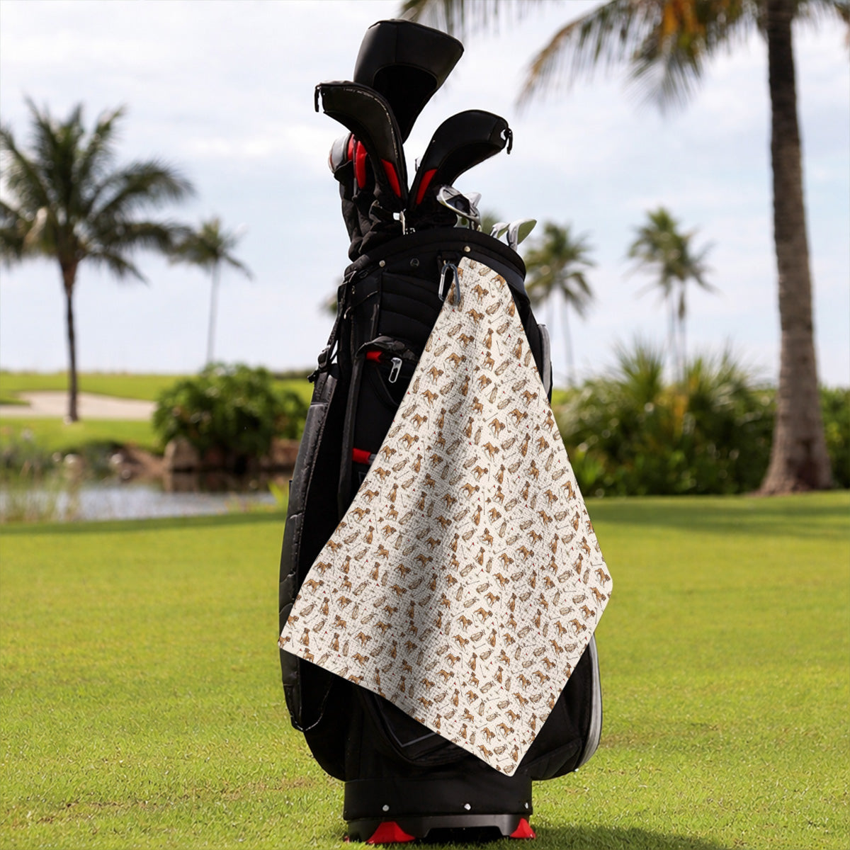 Boxer Autumn Golf Towel, Boxer Pattern Golf Towels for Dog Lovers, Crazy Golf Gift for Golfers
