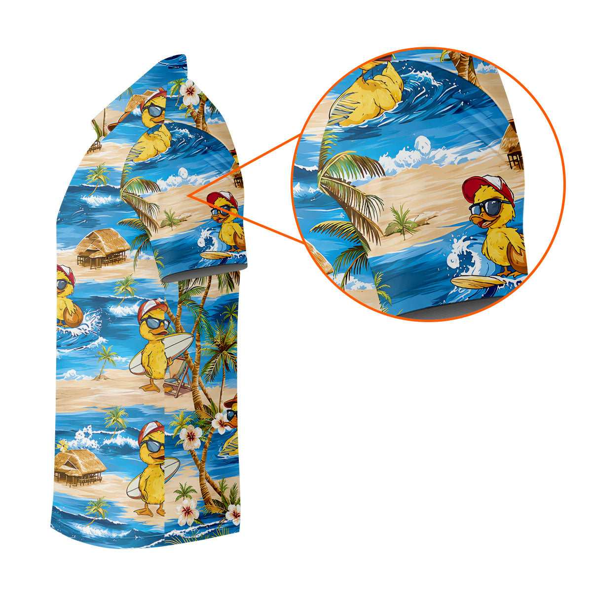 Cool Duck Hawaiian Golf Shirt, Surfing Duck Beach Men's Golf Polo, Polo Shirts For Men