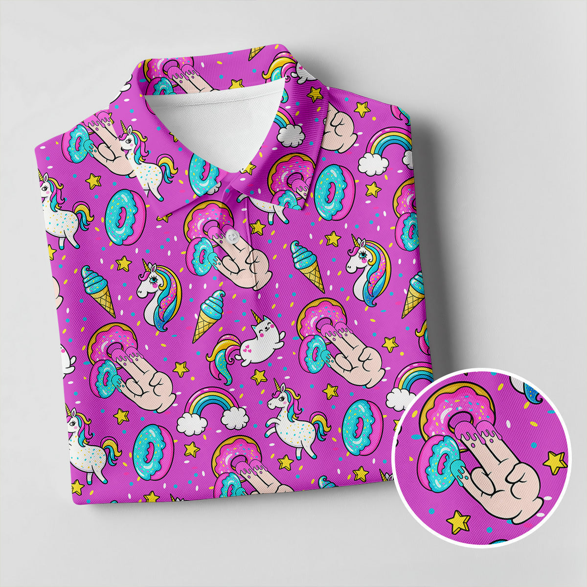 Funny Donut Fingers Pink Adult Humor Mens Golf Shirts, Polo ShirtFor Men, Valentines Golf Gift