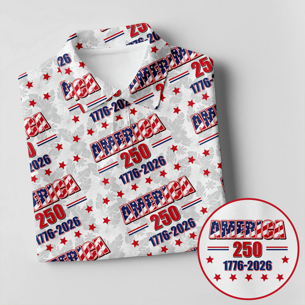 America 250 Tropical Floral 4th Of July Golf Shirt, Patriotic Golf Shirt, Golf Shirts For Men