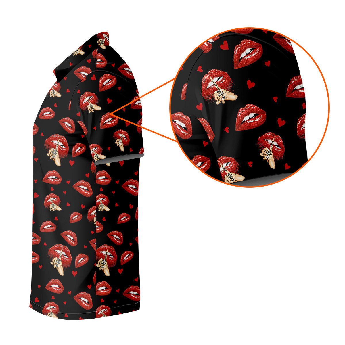 Sassy Red Lips Golf Shirt, Funny Valentine Pattern Design, Men's Golf Polo