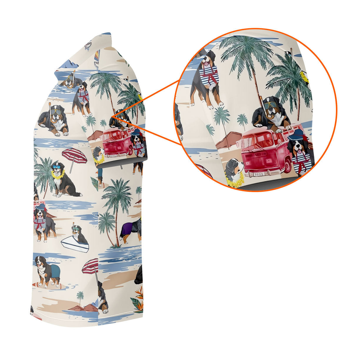 Tropical Bernese Mountain Dog Beach Hawaiian Golf Polo Shirt, Golf Polo For Women, Ladies Golf Top