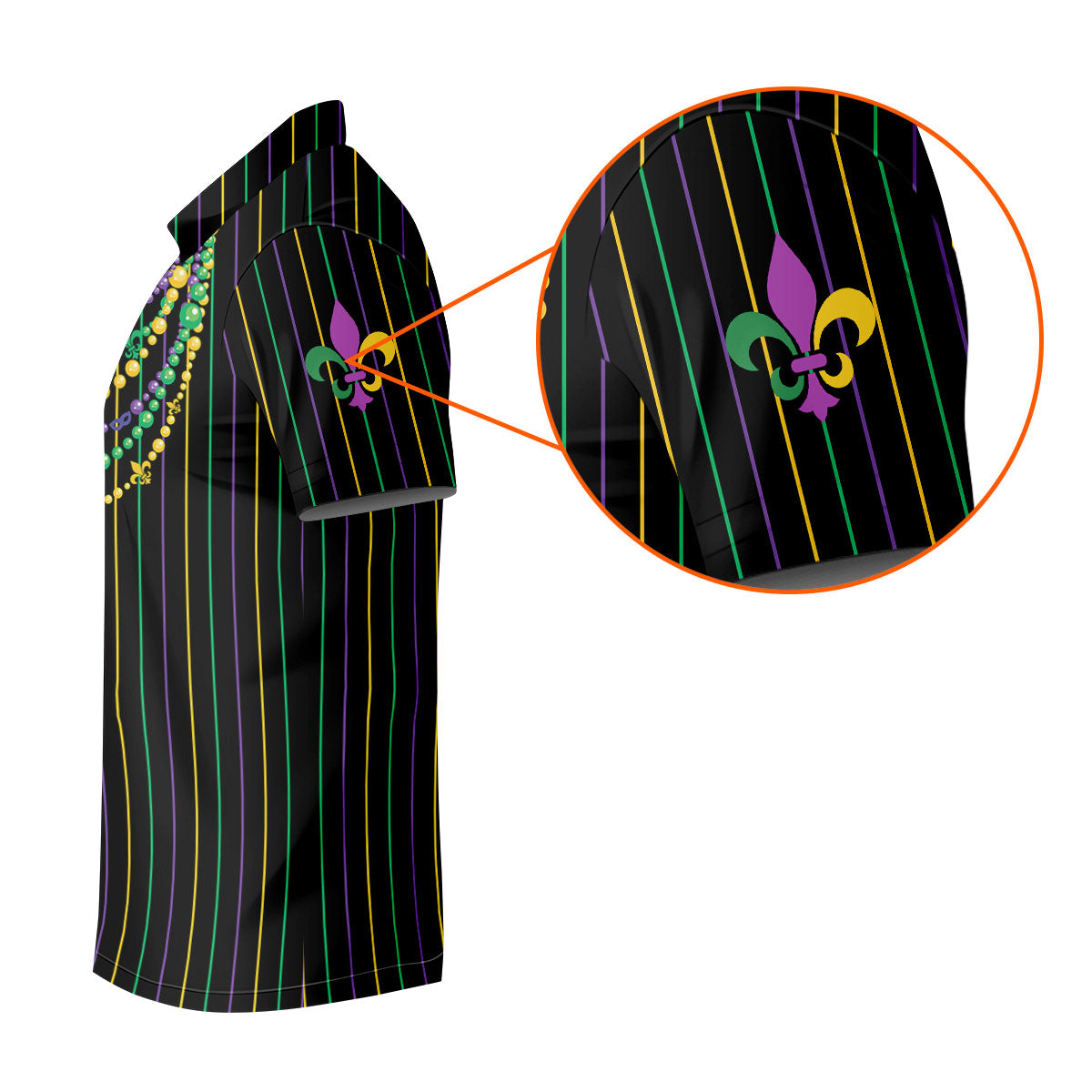 Mardi Gras Beads Necklaces Print Black Golf Shirt, Golf Tops For Men, Polo ShirtFor Men, Golf Shirts For Men